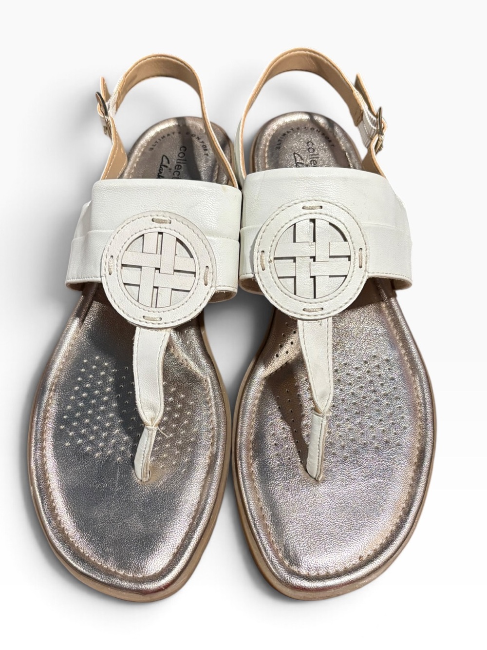 Clarks Reyna Glam Slingback Medallion Thong Sandals Shoes Size 10